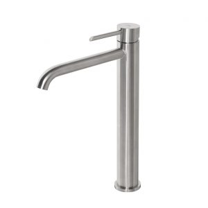 Monomando Round Inoxidable Lavabo Caño Alto Acero Cepillado