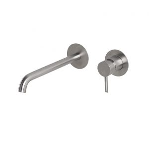 Parte Externa Monomando Round Inoxidable Encastre Lavabo Acero Cepillado
