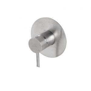 Parte Externa Monomando Round Inoxidable Encastre Ducha Acero Cepillado