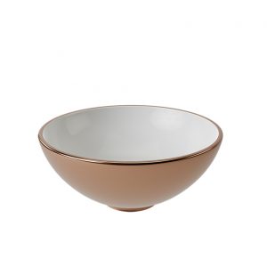Lavabo Slender Borde Fino Circular Apoyo Blanco/Cobre