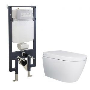 Pack Inodoro Suspendido Con Descarga "Tornado", Asiento Electrónico I-Comfort Y Bastidor Con Cisterna Empotrada Espesor Reducido Pack: 100331458 Blanco